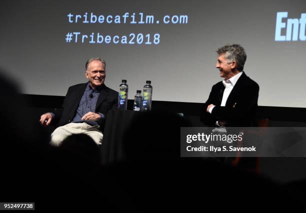 Dick Cavett and Alexander Payne attend Director's Series: Alexander Payne during 2018 Tribeca Film Festival at SVA Theater on April 28, 2018 in New...