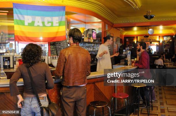 Olympic Cafe bar, Goutte d Or district in the 18 th arrondissement of Paris, Ile de France region, France.