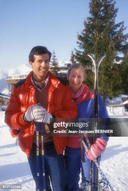 Henri Giscard d'Estaing en vacances à Courchevel le 12 mars 1984, France.