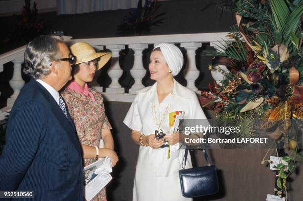 Grace Kelly, le Prince Rainier et Caroline de Monaco dans les années 70. Circa 1970.