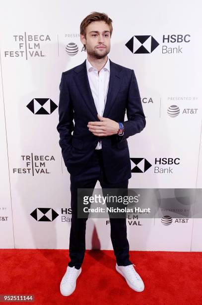 Actor Douglas Booth attends the screening of "Mary Shelley" during the 2018 Tribeca Film Festival at BMCC Tribeca PAC on April 28, 2018 in New York...