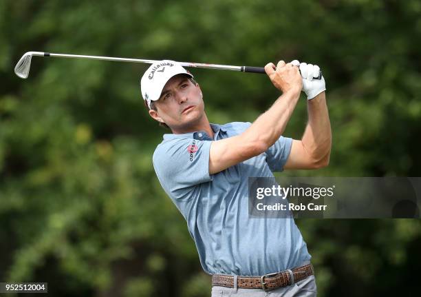 Kevin Kisner tees off during the third round of the Zurich Classic at TPC Louisiana on April 28, 2018 in Avondale, Louisiana.