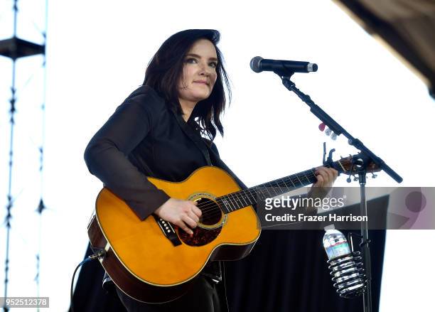 Brandy Clark performs onstage during 2018 Stagecoach California's Country Music Festival at the Empire Polo Field on April 28, 2018 in Indio,...
