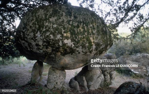 Is a dolmen in San Gavino, in the Zonza Forest in Corsica. These constructions are very ancient, 2008 in San Gavino, France.