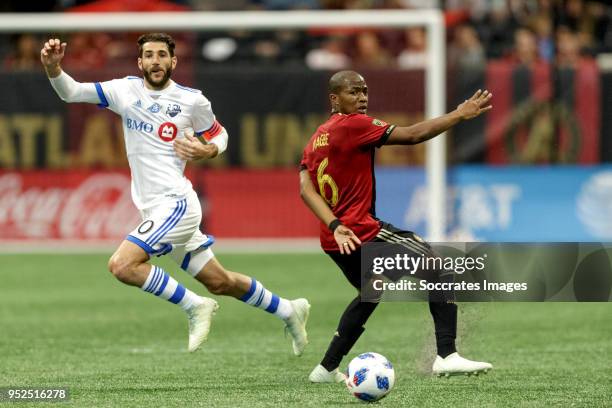 Ignacio Piatti of Montreal Impact , Darlington Nagbe of Atlanta United during the match between Atlanta United FC v Montreal Impact at the...