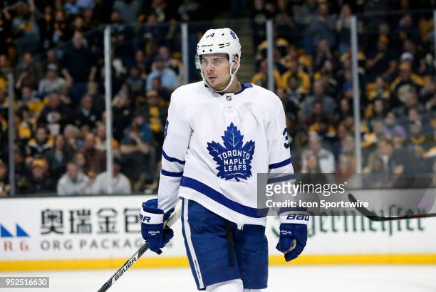 Toronto Maple Leafs center Auston Matthews during Game 5 of the First Round for the 2018 Stanley Cup Playoffs between the Boston Bruins and the...