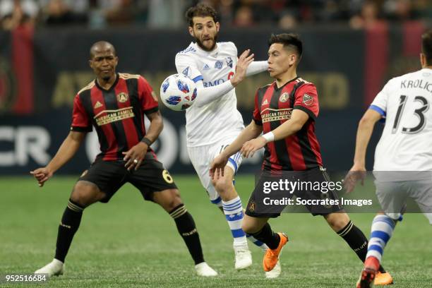 Darlington Nagbe of Atlanta United , Ignacio Piatti of Montreal Impact ,Ezequiel Barco of Atlanta United during the match between Atlanta United FC v...