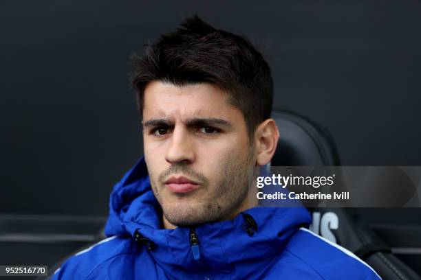 Alvaro Morata of Chelsea during the Premier League match between Swansea City and Chelsea at Liberty Stadium on April 28, 2018 in Swansea, Wales.