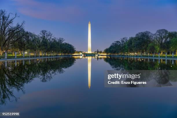 washington monument at dusk - national monument foto e immagini stock