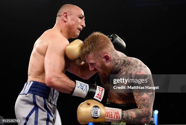 Arthur Abraham of Germany and Patrick Nielsen of Denmark exchange punches during their WBO international super middleweight title fight at...