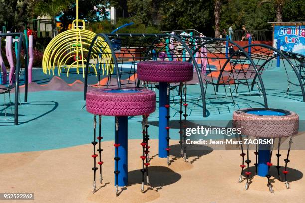 Aire de jeux pour enfants au Marineland, parc d'attraction aquatique situé à Antibes sur la Côte d'Azur en France le 9 septembre 2015.