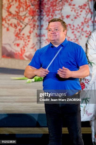 Le chef d'orchestre finlandais Mikko Franck lors des saluts à l'issue de la générale de « Madama Butterfly » de Giacomo Puccini, un drame lyrique en...