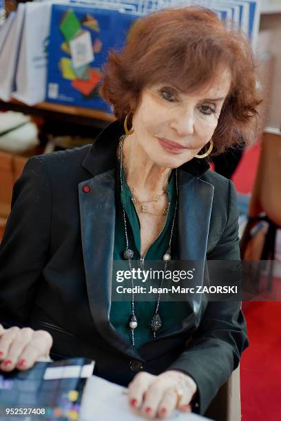 Portrait de Vénus Khoury-Ghata, femme de lettres française, officier de la Légion d'honneur et lauréate du prix Goncourt de la poésie en 2011, à...