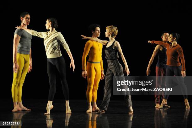 Karline Marion, Caelyn Knight, Yang Jiang, Ruth Miro Salvador, Florian Danel and Harris Gkekas of the Ballet of Opera of Lyon during...