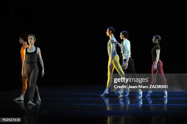 Caelyn Knight, Karline Marion, Florian Danel, Harris Gkekas and Marie Laetitia Diederichs of the Ballet of Opera of Lyon during Channels/Inserts, a...