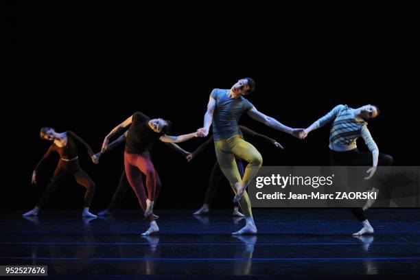 Marie Laetitia Diederichs, Karline Marion, Mariane Joly and Florian Danel of the Ballet of Opera of Lyon during Channels/Inserts, a contemporary...