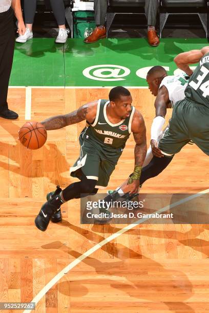 Eric Bledsoe of the Milwaukee Bucks handles the ball against the Boston Celtics in Game Seven of the 2018 NBA Playoffs on April 28, 2018 at the TD...