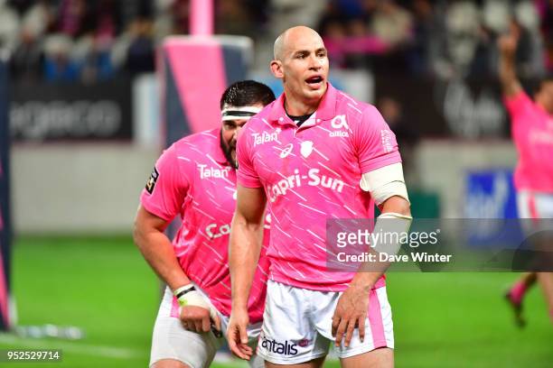 Sergio Parisse of Stade Francais Paris during the French Top 14 match between Stade Francais and Brive at Stade Jean Bouin on April 28, 2018 in...