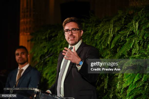 Jamie Bennett speaks at Skowhegan Awards Dinner 2018 at The Plaza Hotel on April 24, 2018 in New York City. Jamie Bennett