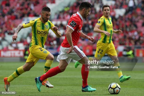 Benfica forward Pizzi from Portugal with CD Tondela midfielder Bruno Monteiro from Portugal in action during the Primeira Liga match between SL...