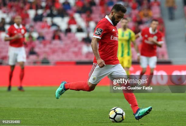 Benfica midfielder Douglas from Brazil in action during the Primeira Liga match between SL Benfica and CD Tondela at Estadio da Luz on April 28, 2018...