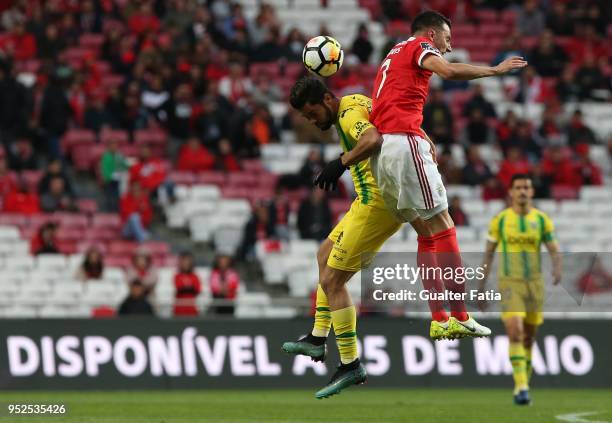 Tondela forward Heliardo from Brazil with SL Benfica midfielder Andreas Samaris from Greece in action during the Primeira Liga match between SL...