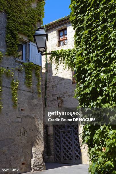 Old street Rue du Chateau on August 12, 2012 in Pezenas, Herault, Languedoc-Roussillon, France.