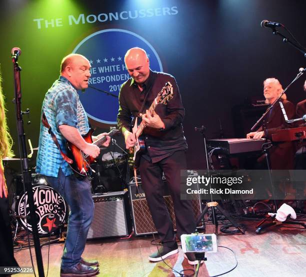 Host/Rolling Stones Keyboardist Chuck Leavell joins Steve Liesman & The Mooncussers Steve Liesman and Shark Tank's Kevin O'Leary on stage during...