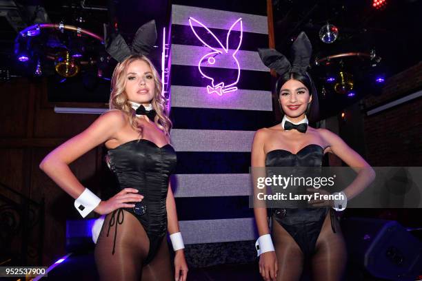 Playboy Bunnies pose during the Playboy Presents: No Tie Party at The Living Room on April 28, 2018 in Washington, DC.