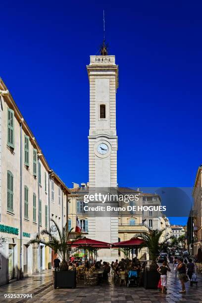 La Tour de l'horloge construite en 1752 le 11 Aout 2013, Nimes, Gard, Languedoc-Roussillon, France.