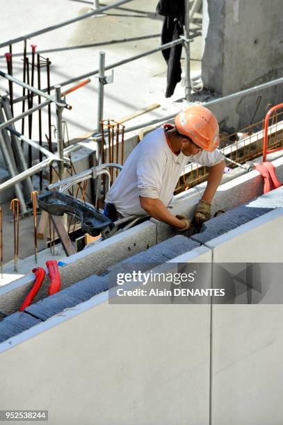 Chantier de renovation et d'extension du musee d'Arts de Nantes avec ici la construction d'un nouveau batiment reliant l'ancien palais, le 07 Avril...