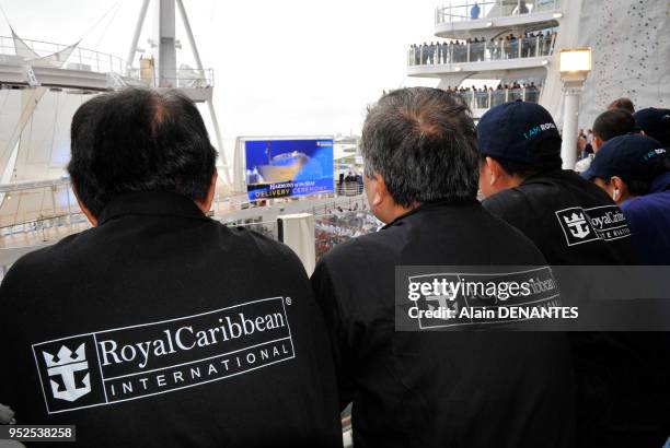 Ceremonie de livraison du paquebot geant "Harmony of the Seas" au chantier naval francais STX Europe de Saint-Nazaire, le 12 Mai 2016 a...