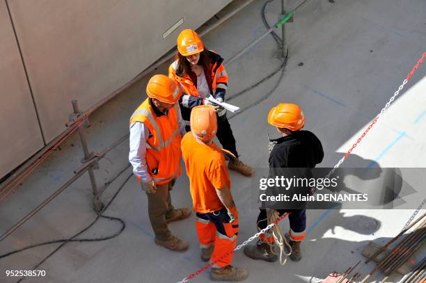 Chantier de renovation et d'extension du musee d'Arts de Nantes avec ici la construction d'un nouveau batiment reliant l'ancien palais, le 07 Avril...