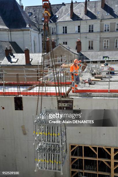 Chantier de renovation et d'extension du musee d'Arts de Nantes avec ici la construction d'un nouveau batiment reliant l'ancien palais, le 07 Avril...