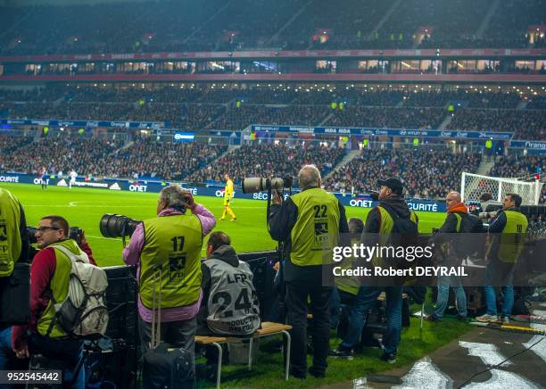 Le Parc OL le 9 janvier 2016, Décines, France. Avec 59 500 places, il répond aux éxigences de l'UEFA et peut postuler à l'organisation d'une finale...