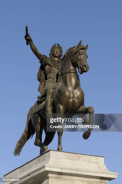 Statue of Louis XIV located on the square Place Royale du Peyrou, Montpellier, Herault department, Languedoc Roussillon region, France.