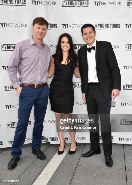 Ryan Grim, Nomiki Konst, and Dean Obeidallah attend The Young Turks Watchdog Correspondents Preamble Party at The Hepburn on April 28, 2018 in...