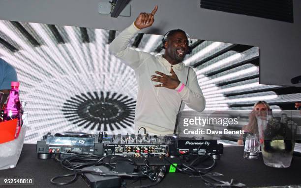 Idris Elba DJs at the ABB Formula E Qatar Airways Paris E-Prix official after party at Le Dernier Etage on April 28, 2018 in Paris, France.