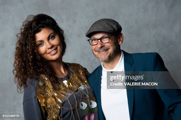 Comedian Nawell Madani and producer Sylvain Goldberg pose during the Colcoa French Film Festival Day 6 at the Directors Guild of America, on April 28...