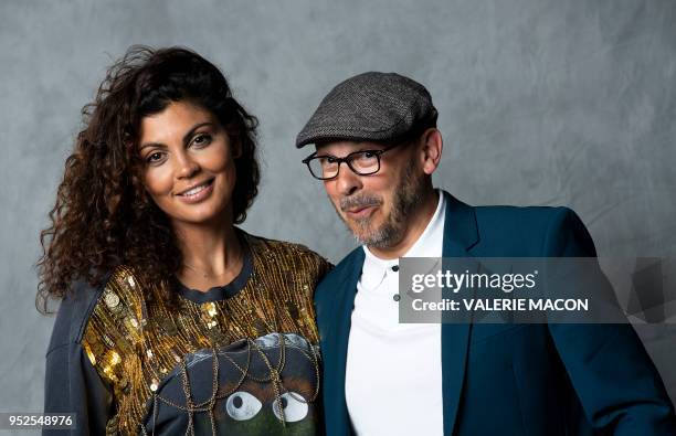 Comedian Nawell Madani and producer Sylvain Goldberg pose during the Colcoa French Film Festival Day 6 at the Directors Guild of America, on April 28...