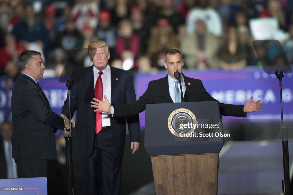 President Trump Holds Rally In Washington, Michigan