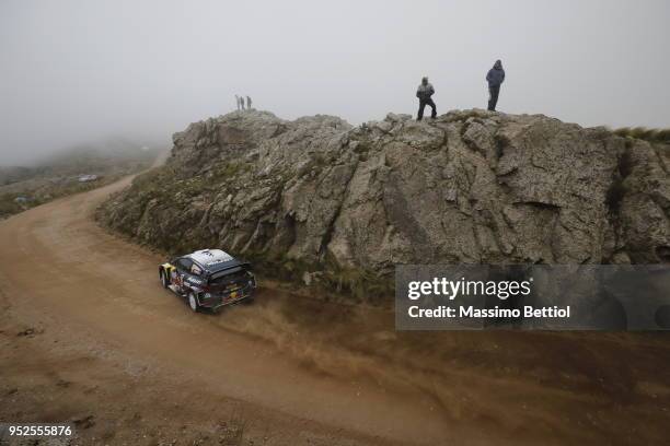 Elfyn Evans of Great Britain and Daniel Barritt of Great Britain compete in their M-Sport FORD WRT Ford Fiesta WRC during Day Three of the WRC...