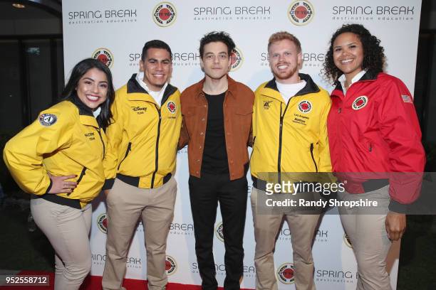 Rami Malek and City Year AmeriCorps members attend City Year Los Angeles' Spring Break: Destination Education at Sony Studios on April 28, 2018 in...