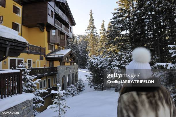 Cheval Blanc Hotel and Palace 5 stars, located in Jardin Alpin district, Courchevel 1850 ski resort, Trois Vallees skiing area, Tarentaise valley,...