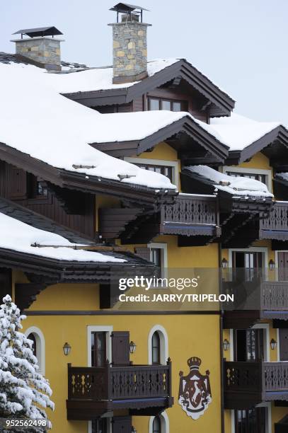 Cheval Blanc Hotel and Palace 5 stars, located in Jardin Alpin district, Courchevel 1850 ski resort, Trois Vallees skiing area, Tarentaise valley,...