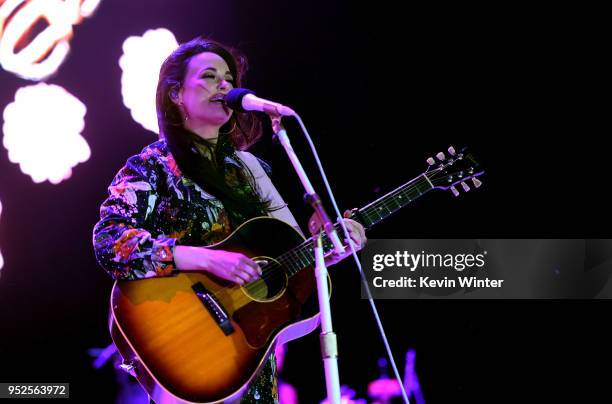 Kacey Musgraves performs onstage during 2018 Stagecoach California's Country Music Festival at the Empire Polo Field on April 28, 2018 in Indio,...