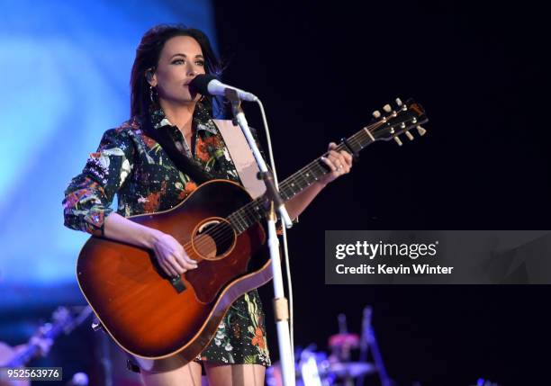 Kacey Musgraves performs onstage during 2018 Stagecoach California's Country Music Festival at the Empire Polo Field on April 28, 2018 in Indio,...