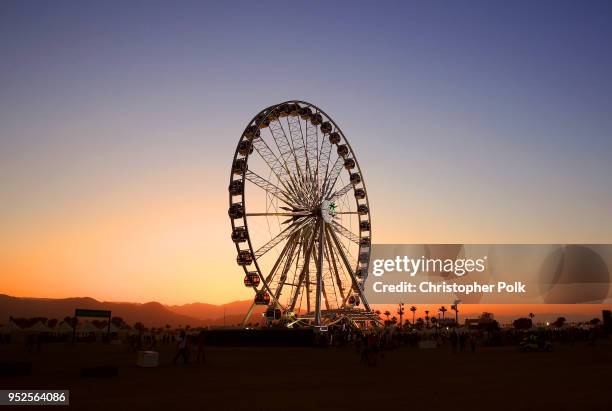The ferris wheel is seen at sunset during 2018 Stagecoach California's Country Music Festival at the Empire Polo Field on April 28, 2018 in Indio,...