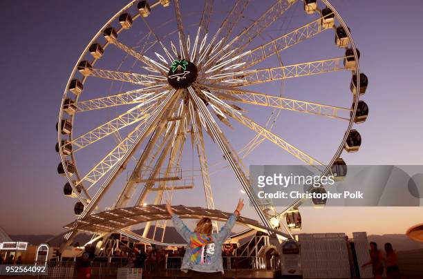 The ferris wheel is seen at sunset during 2018 Stagecoach California's Country Music Festival at the Empire Polo Field on April 28, 2018 in Indio,...