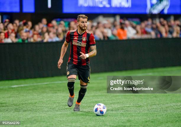 Leandro Gonzalez of Atlanta United during an MLS regular season game between the Montreal Impact and Atlanta United at Mercedes-Benz Stadium in...